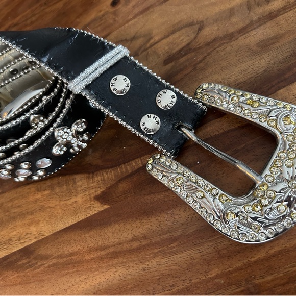Cowgirl belt bling black BHW with big buckle - Picture 1 of 8